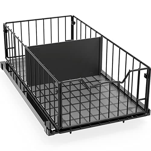 Chrome Finished Pull-Out Cabinet Organizer Basket, 17.2" Dia., Ideal for Kitchen & Bathroom Storage