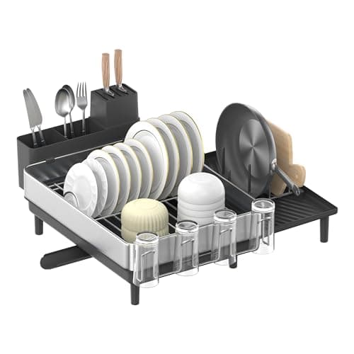 Large Expandable Stainless Steel Dish Drying Rack for Kitchen Counter by SONGMICS