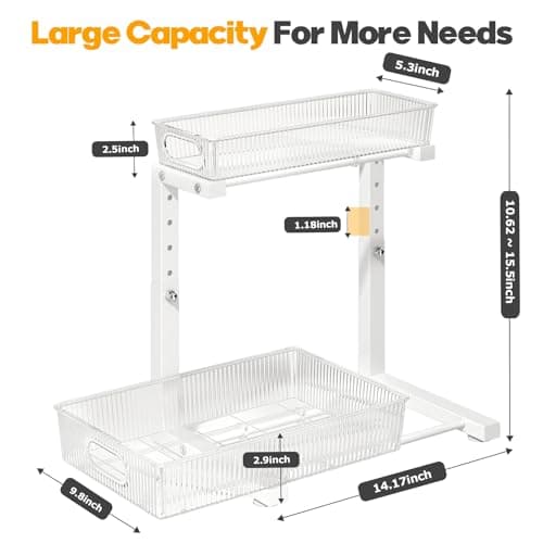 2-Pack White Acrylic Under Sink Organizer for Kitchen & Bathroom Cabinets