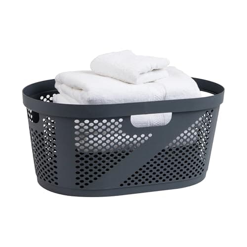 Mind Reader 40L Black Ventilated Laundry Basket, Set of 2