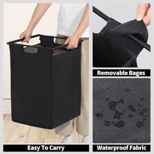 LUCKUP 2-Section Laundry Hamper with Shelf & Sorter
