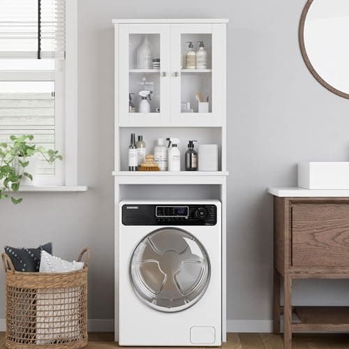 Shintenchi Anti-Tip Toilet Storage Cabinet, White