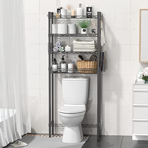 Gray 4-Tier Toilet Shelf Bathroom Organizer Over Toilet Storage