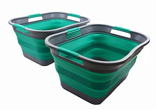 Sammart Collapsible 2-30L Laundry Basket - 24L Portable Storage Tub (Grey/Black)
