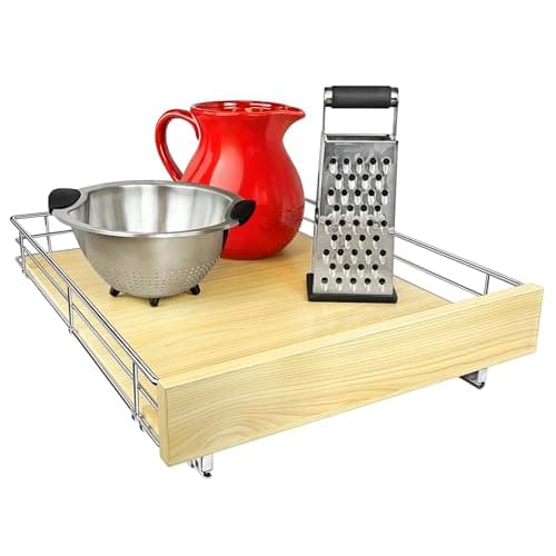 LYNK PROFESSIONAL Select Pull Out Cabinet Organizer - Lifetime Warranty, Wood Chrome