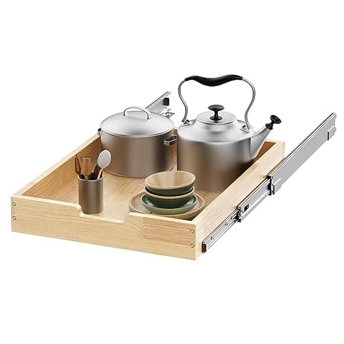 Heavy-Duty Wood Pull-Out Cabinet Organizer for Kitchen Pantry and Bathroom Storage