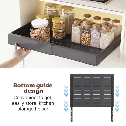 2 Pack COVAODQ Extendable Sliding Cabinet Organizer, Adjustable Width 12.4" to 20.4", Grey
