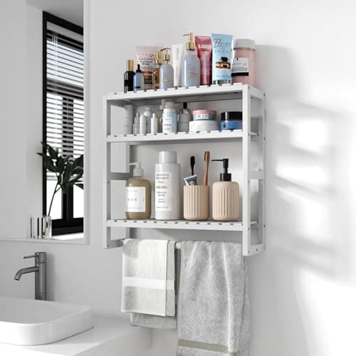 Bathroom Towel Racks 3-Tier Bamboo Storage Shelves Over Toilet