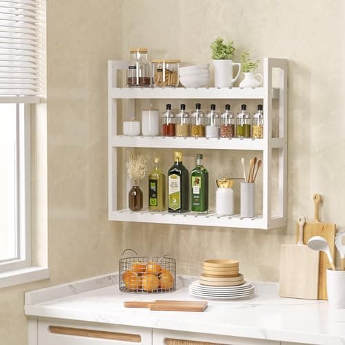 Domax 3-Tier Bamboo Wall Mount Toilet Organizer, White