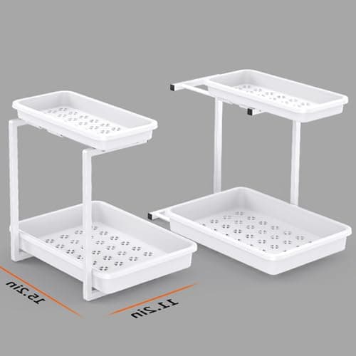 Sotfamily 2-Pack White Under Sink & Kitchen Cabinet Organizer