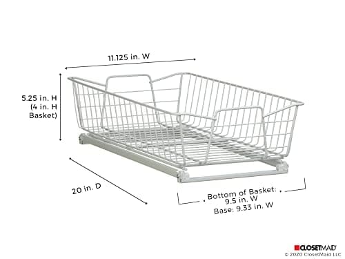 ClosetMaid Heavy Duty 11 in. Pull Out Cabinet Organizer, White Kitchen & Bathroom Shelves Drawer