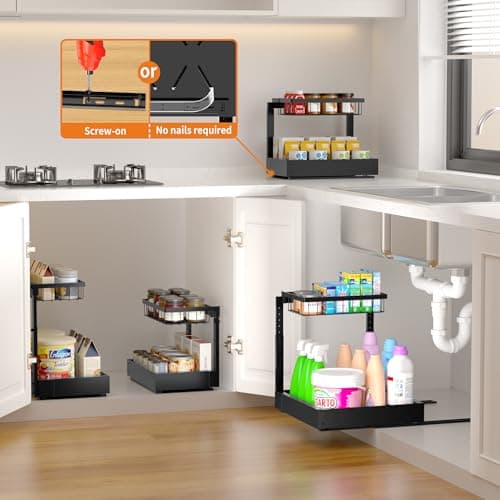 2-Pack Expandable Under Sink Organizers for Kitchen & Bathroom