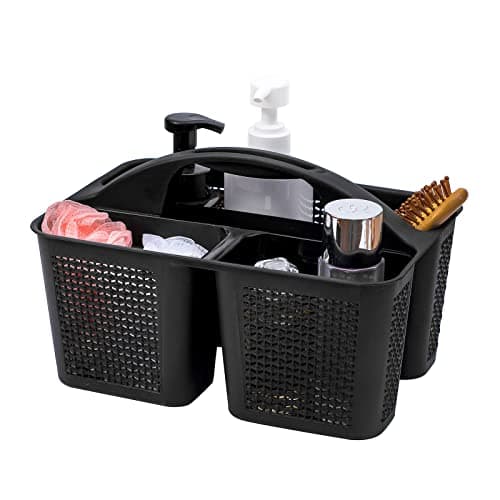 UUJOLY Black Portable Shower Caddy with Compartments for Bathroom and Kitchen