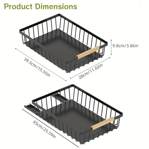 Heavy Duty Black Under Sink Cabinet Organizer, Pull-Out Drawer for Kitchen & Bathroom Storage