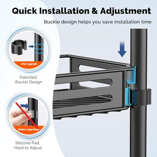 Hamitor 4-Tier Rustproof Bathroom Organizer - 47-121 inch Adjustable Shelving Rack - Black