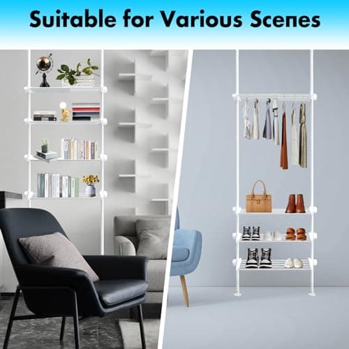 White Bathroom Space Saver Shelf with Adjustable Rack