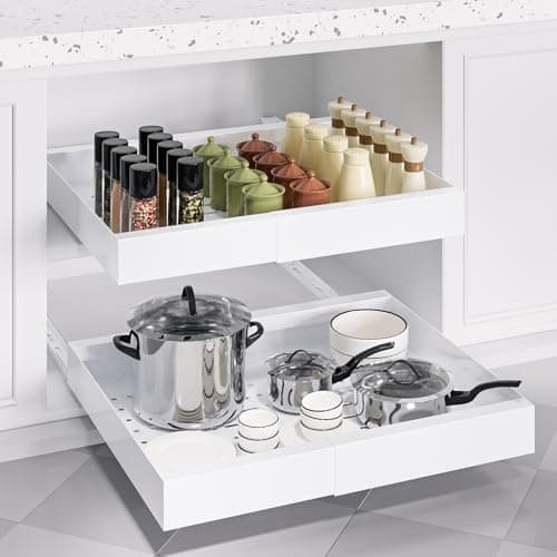 ZGO Expandable Under Cabinet Pan and Pot Organizer, White