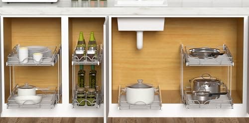 OCG 2-Tier Pull Out Cabinet Organizer for Kitchen Storage