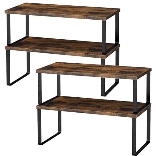 Large Wood Cabinet Organizers, Set of 4, Expandable Metal White