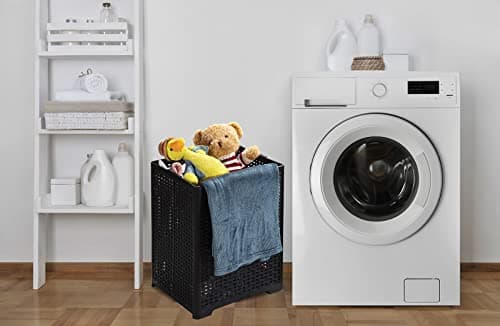 42L Black Foldable Plastic Laundry Hamper - Pack of 2