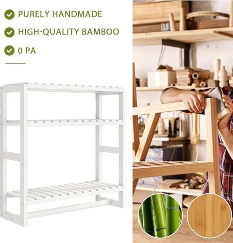 Bathroom Towel Racks 3-Tier Bamboo Storage Shelves Over Toilet