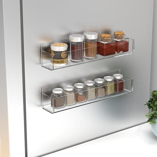 WUIVIUT Clear Invisible Acrylic Wall Spice Rack (4 Pack)