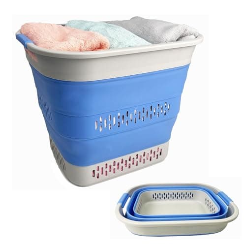 Sammart 40L Collapsible Laundry Basket - Space Saving Storage Container (1, Grey)