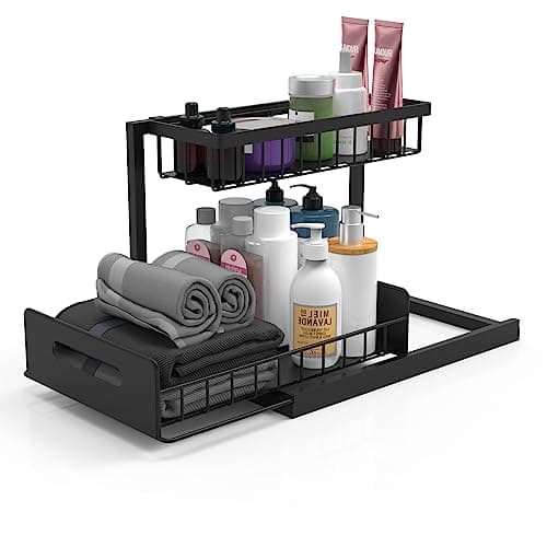 Bukfen 2-Tier Slide Out Under Sink Cabinet Organizer, 2 Pack