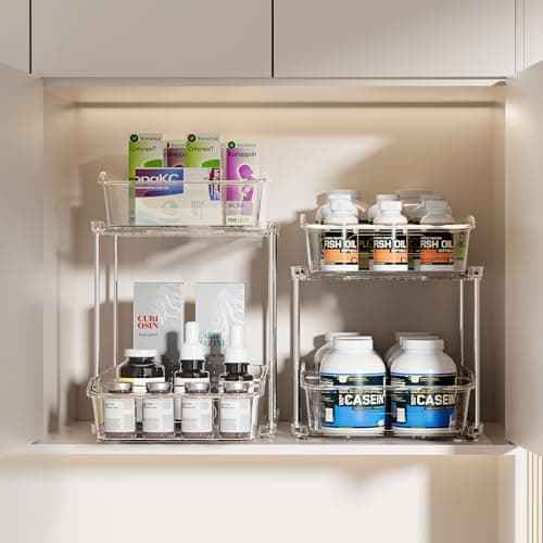 Delamu 2-Tier Clear Under Sink & Kitchen Pantry Storage Organizers