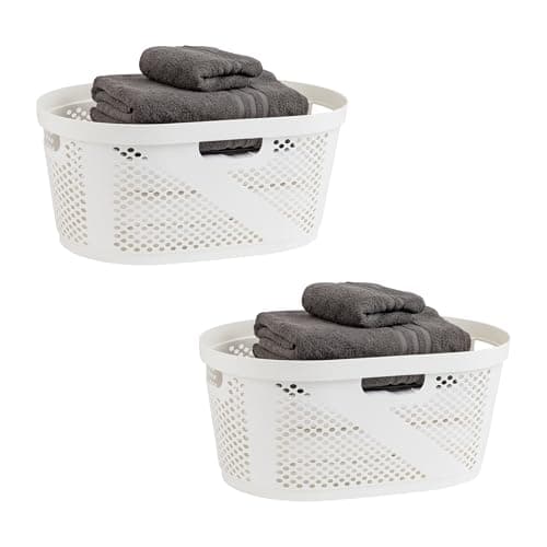 Mind Reader 40L Black Ventilated Laundry Basket, Set of 2