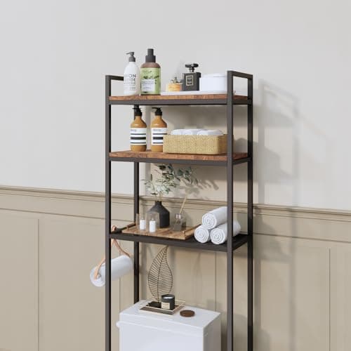 Rustic Brown 3-Tier Toilet Storage Organizer Shelf