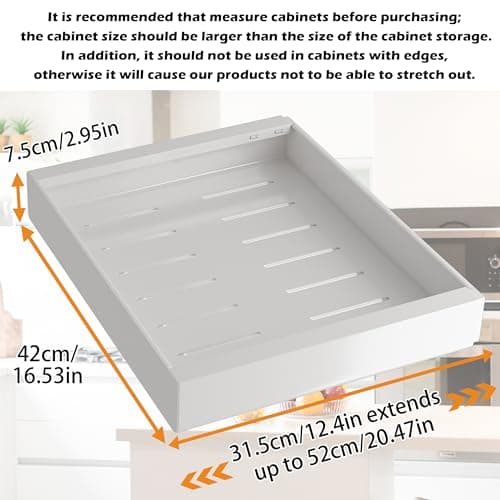 COVAODQ Extendable Sliding Cabinet Organizer, 12.4" to 20.4", Kitchen & Pantry Storage