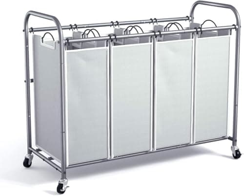 ROMOON 4-Section Heavy Duty Laundry Sorter with Wheels