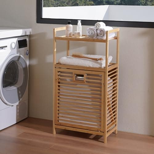 2-Tier Lavatory Hamper with Tilt Out Basket - Laundry Organizer for Bathroom, Nursery, Bedroom