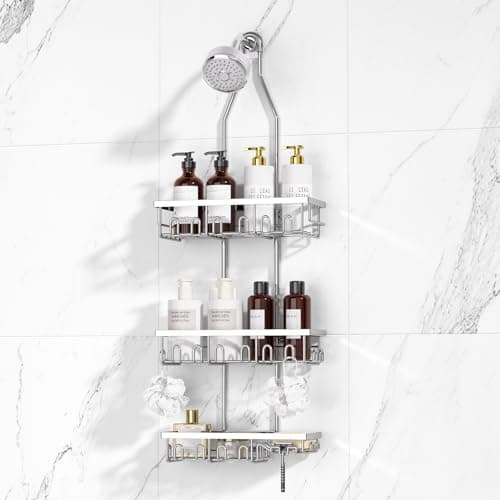 Rustproof Black Shower Caddy with Extendable Rack & Soap Holder