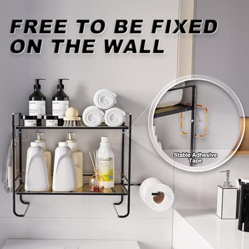 2-Tier Black Acrylic Over The Toilet Organizer, Large Capacity, Rust-Resistant
