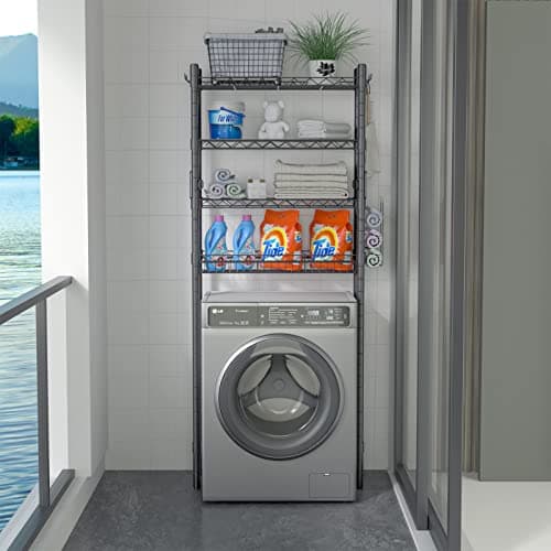 Gray 4-Tier Toilet Shelf Bathroom Organizer Over Toilet Storage