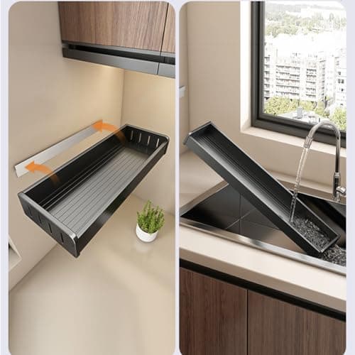 Black Wall Mount Spice Rack, Kitchen Spice Organizer 50cm Multi-Purpose