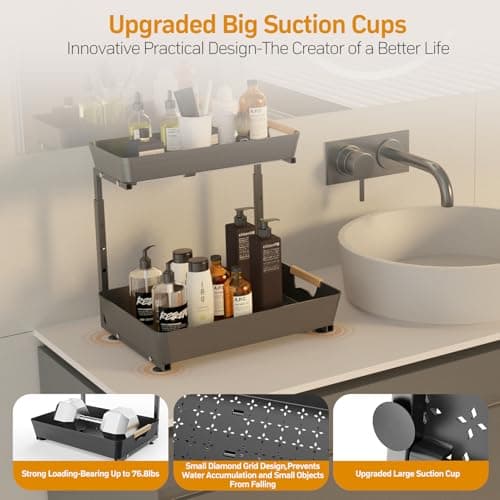 2-Tier Under Sink Organizer with Sliding Shelf for Kitchen and Bathroom