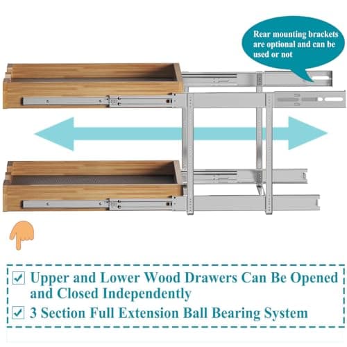 OCG 2-Tier Pull-Out Drawers for Kitchen Cabinets