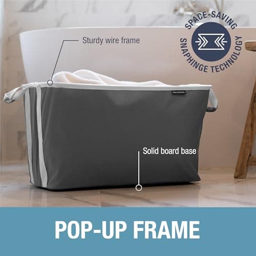 CleverMade Shadow Stone Gray 2-Pack 60L Foldable Laundry Hamper