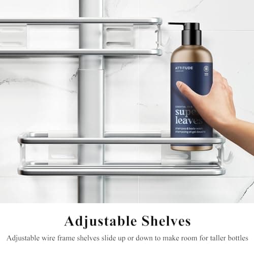 3 Tier Aluminum Shower Caddy Organizer with Soap and Razor Holder, Silver
