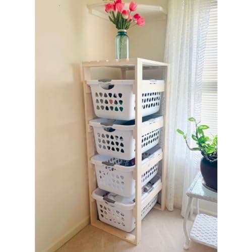 4-Tier Narrow Laundry Basket Holder Storage Shelf