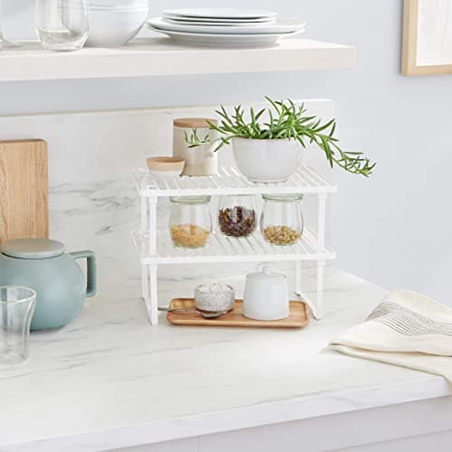 Amazon Basics Stackable Metal Kitchen Shelves - White