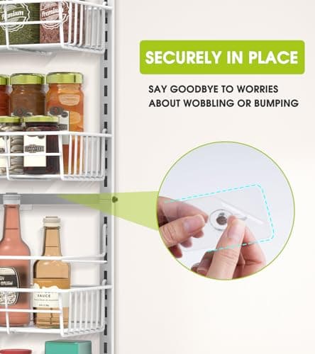 White Heavy-Duty Over Door Pantry Spice Organizer - 6 Adjustable Baskets