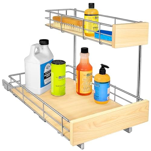 LYNK PROFESSIONAL Under Sink Cabinet Organizer - Chrome, 11.5in x 18in Deep Shelf