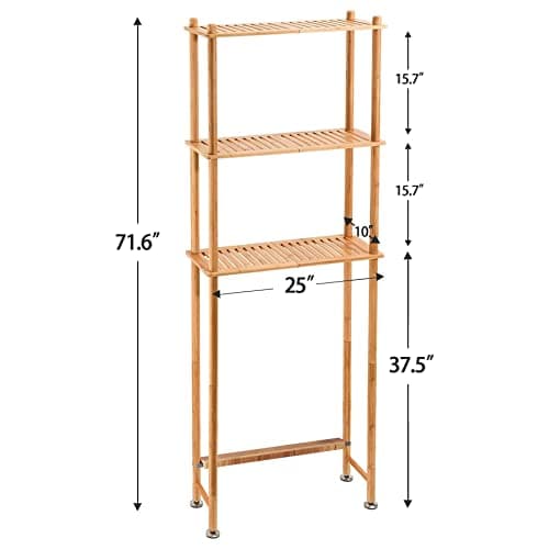 AmazerBath 3-Tier Bamboo Over the Toilet Organizer Rack, Space Saver for Bathroom & Laundry