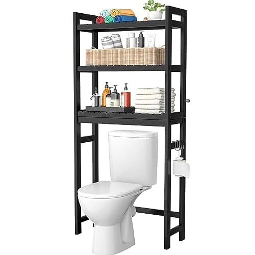 Homykic 3-Tier Bamboo Over-The-Toilet Organizer, White
