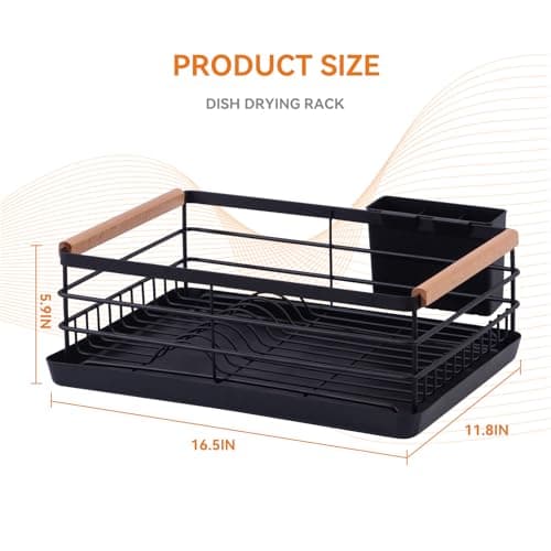 BRIAN & DANY Stainless Steel Dish Drying Rack with Cutlery Holder & Drainboard