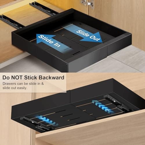 Adhesive Slide Out Drawers for Cabinets - Pantry, Bathroom, Kitchen (Not for Lips/Edge)